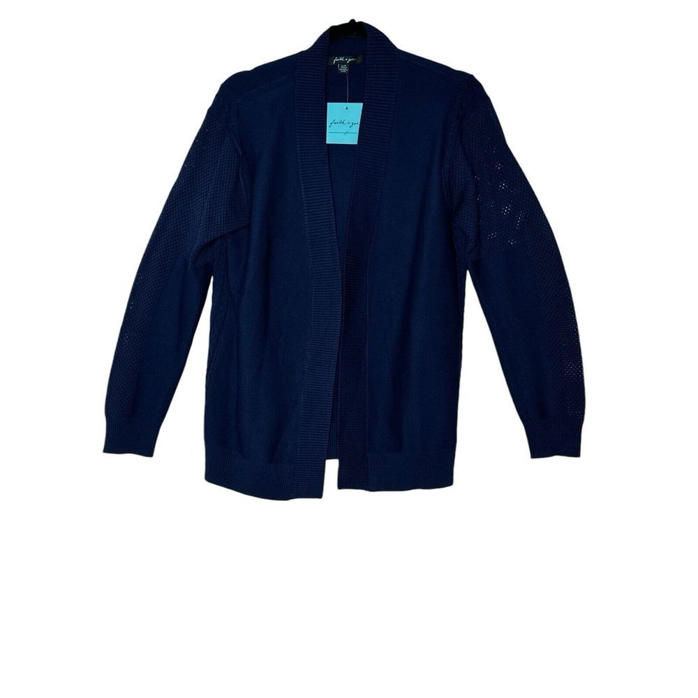 New FAITH & ZOE CARDIGAN Womens Large Navy Corpcore Classic Cozy Outdoor‎